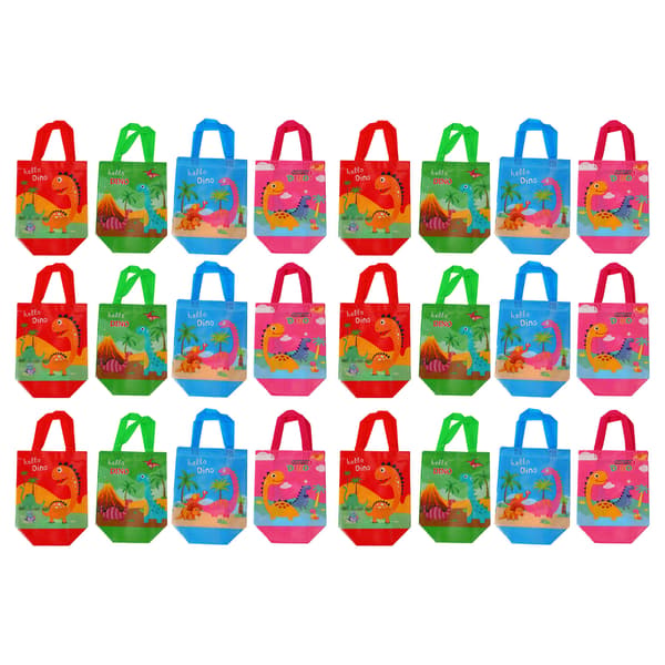 24 stk. søde dinosaur-gaveposer, foldbare, nonwoven dinosaur-festposer til fødselsdagsfester, babyshower