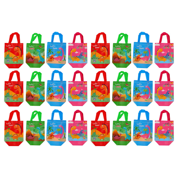 24 stk. søde dinosaur gaveposer, foldbare nonwoven dinosaur festposer til fødselsdagsfester, babyshowers