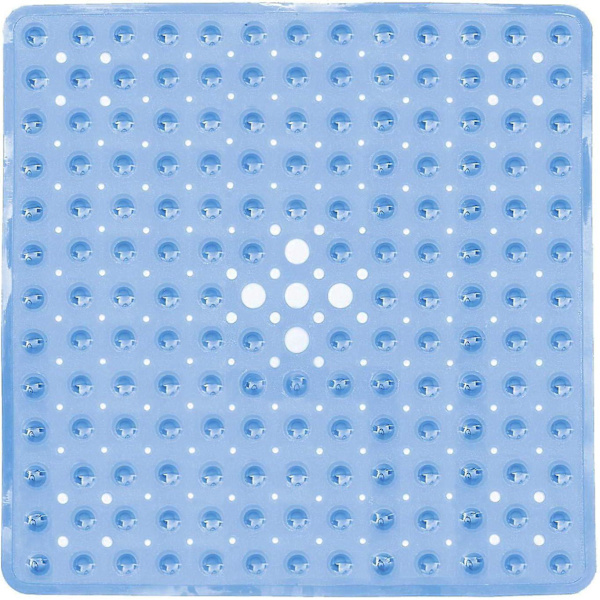 Sklisikker ekstra lang dusjmatte med sugekopper, PVC og gummi badematte, luktfri, dreneringshull, maskinvaskbar, badekarmatte (blå, 53 * 53)