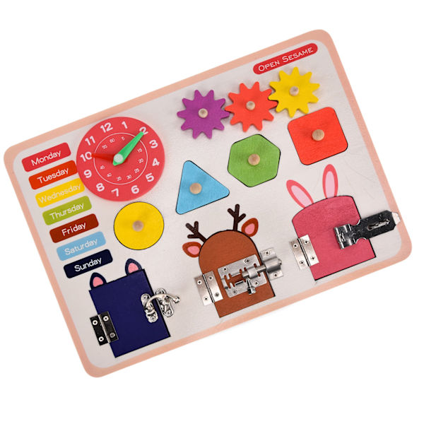 Kiireinen lauta esikouluopetus Montessori-lelu perus elämän taitoja ja hienomotoriikkaa varten (JQN- Smart Fun Busy Board )