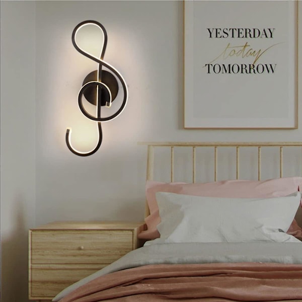Vägglampa för inomhusbruk, Musiknot Vägglampa, 3 Färgtemperaturer RA≥80 Design Vägglampa, Svart Vägglampa för Sovrum Vardagsrum Trappa Hall