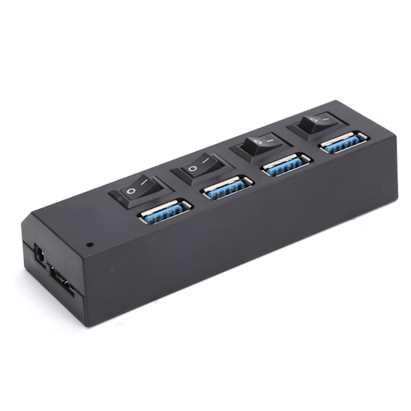 USB 3.0 Hub 4-porters utvidelseshub med individuelle strømbrytere for tastatur Bred spenning 100-240V UK-plugg