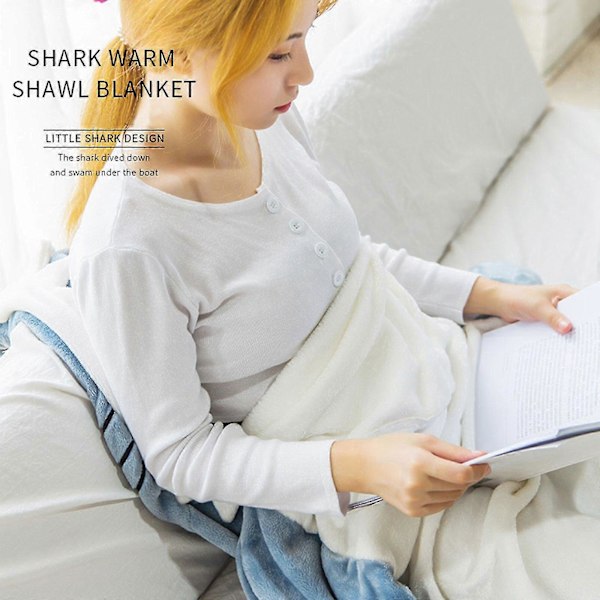 Tecknad Haj Sovsäck Pyjamas Soffa Tupplur Sjöjungfrufilt Flanell Fleece 170cm