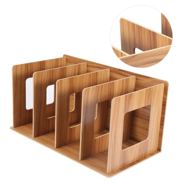 Trä DIY Desktop Bokhylla Rack Böcker DVD Förvaring Tidskriftshållare för studenter Barn Vuxen #02
