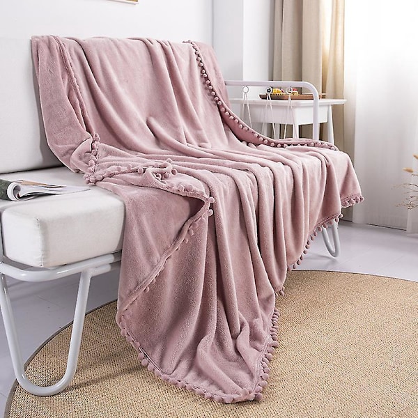 1 stk Flanellpledd Plysjpledd, Varmt laken for seng og sofa, Mykt og lett flanellpledd - 130*150CM (0,75kg), rosa