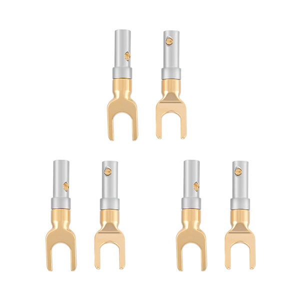 6 kpl kullattu 4 mm banaani U Fork Y Spade Plug Kaiutin johdinliitin ruuvityyppinen juotevapaa