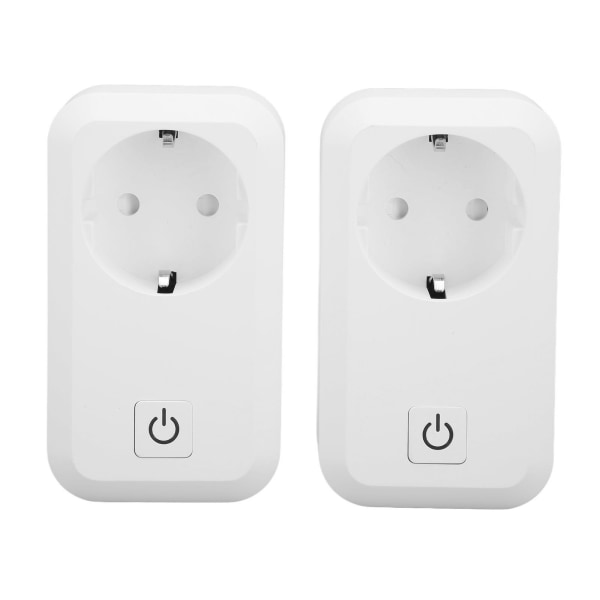 2 stk Smart WiFi-plugg Oppladbar Brannsikker trådløs fjernkontroll Stemmekontroll WiFi Smart Socket Plugg EU-plugg 100‑250V