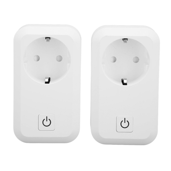 2 stk Smart WiFi-stik Genopladeligt Brandsikker Trådløs fjernbetjening Stemmestyring WiFi Smart Socket-stik EU-stik 100‑250V