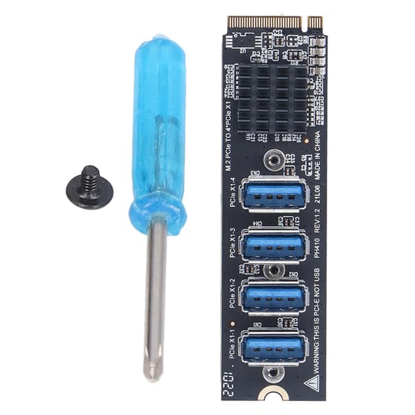 Pcie udvidelseskort M.2 Mkey PCIE til 4-ports PCIE X1 udvidelseskort til stationær computer til OS til Windows til Linux