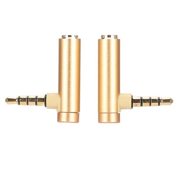 2 stk. 3,5 mm hann til hunn lydadapter Rettvinklet stereohodetelefonkabel Jack Plugg Gull