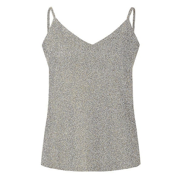 Gullglitter Strappy Tank Top - Kvinners Sexy Sparkle Cami