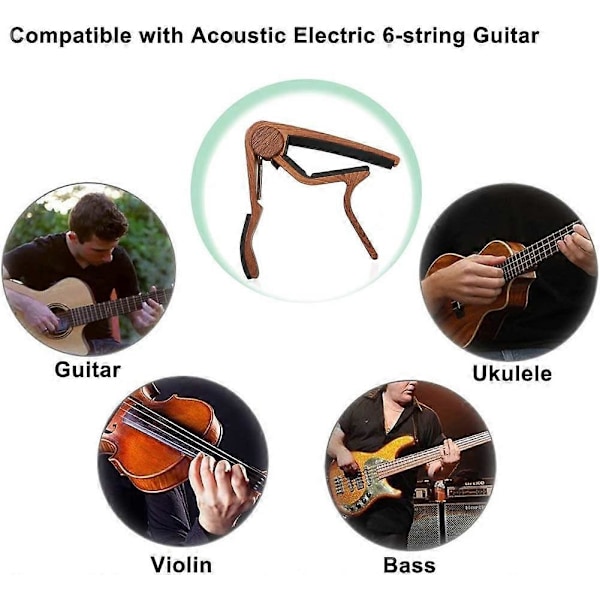 (85*78*12mm) Capo 2-pack Enhands Snabbväxel Aluminiumlegering Capo för Ukulele El- och Akustisk Gitarr, Bas och mer