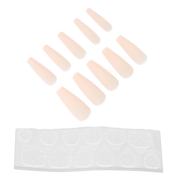 10 stk Lang kiste blanke falske negle Kunstig tryk på fuld dækning Falske spidser Negle Manicure tilbehør til kvinder pigerN5355-07