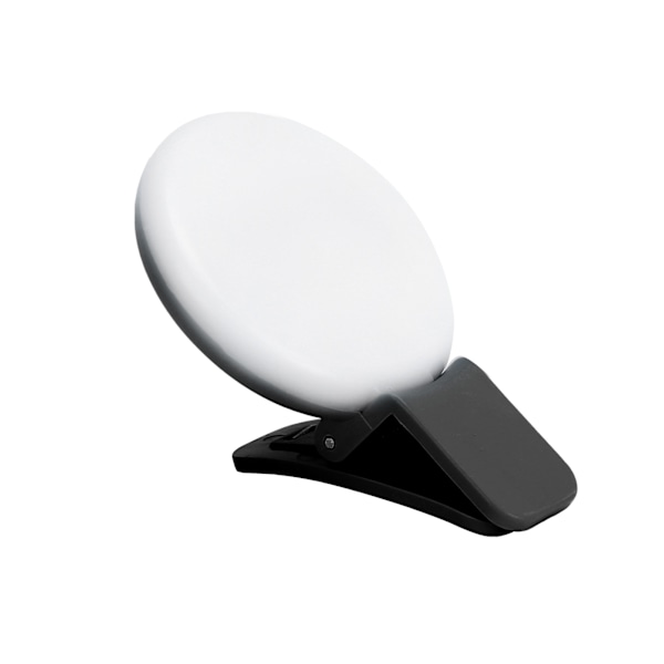 Mini telefonklips på fyldlys USB genopladelig selfie ringlys til livestreaming (sort)