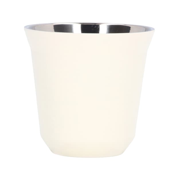 Kaffemugg 304 Rostfritt Stål Bred Mun Design Vit Dubbla Lager Bra Värmeisolering Vattenkopp 160ml