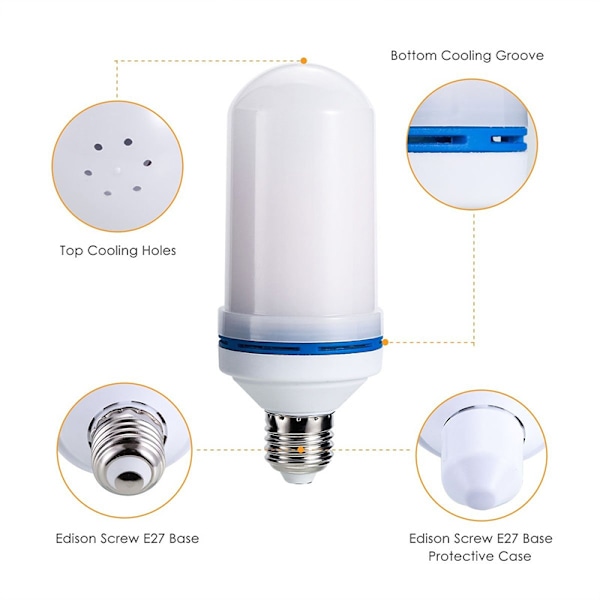 LED E27 360° Flammeflimrende Effektlyspære Dekorativ Ferielampe