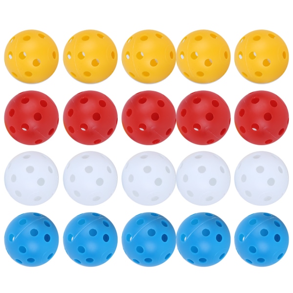 20st blandad färg plast luftflöde ihålig träning golfboll inomhus sport träning golf tillbehör