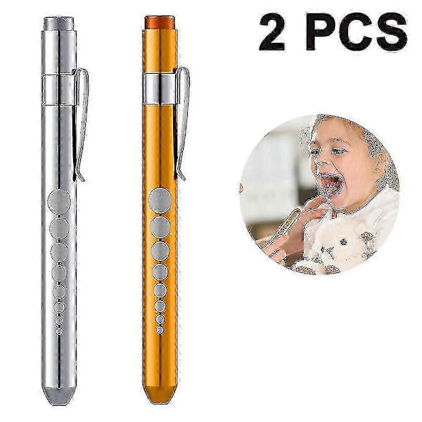 2 stk. Pen Lommelygte Aluminium Legering Pen Lys Led Pen Lommelygte Pen Lys Studenter Pen Hvidt Lys Lille Lommelygte