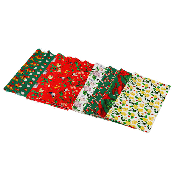 10 stk jule bomuldsstof Forskellige mønstre Multifarver Pure Bomuld Quilting Stof til jul DIY Craft Syning 25x25cm / 9,8x9,8in