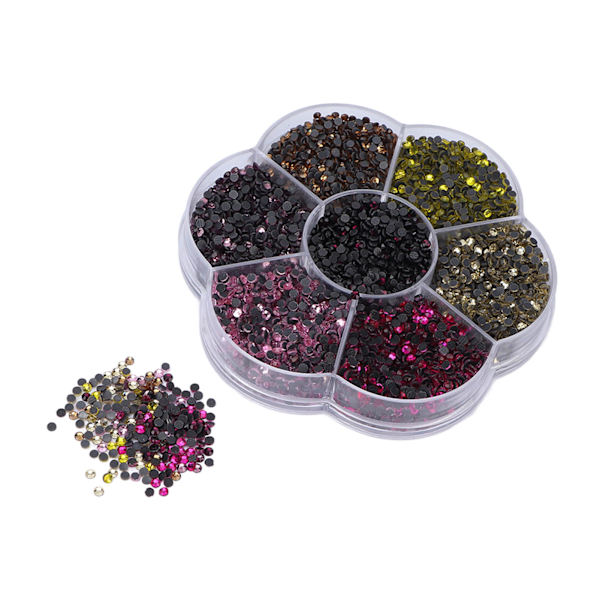 10080 st Flat Back Rhinestones, Bländande Färgglada DIY Robusta Regnbågsfärgade Rhinestones Runda Pärlor för Manikyr MakeupS607-2