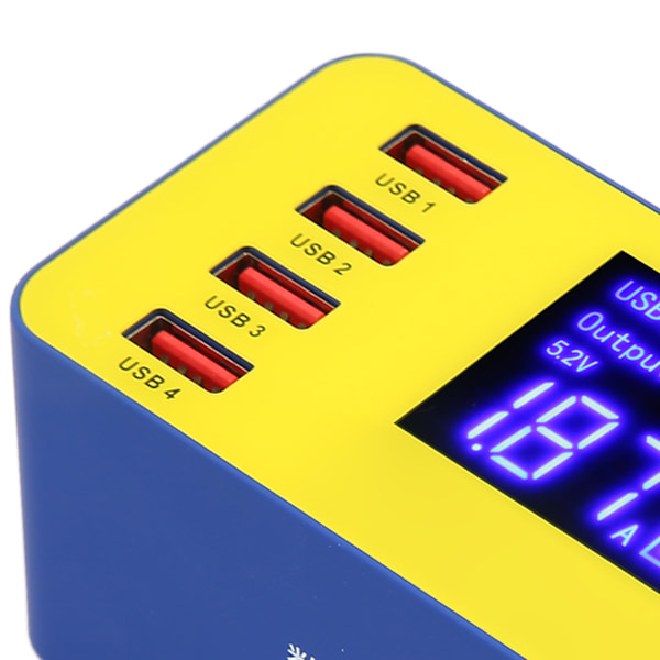 8 Port Ladestation 40W Hurtigopladning Multi Port USB Hub Oplader med LCD Digital Display 100‑240V EU-stik