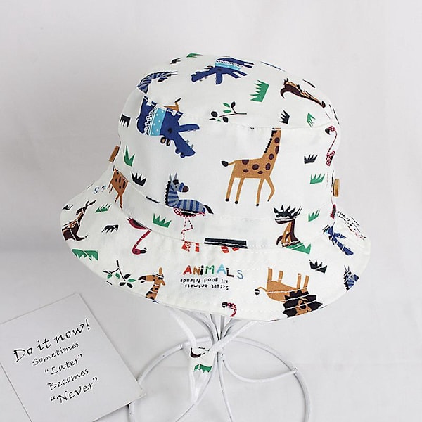 Barn UV-skyddande solhatt - Djurmönster, Bomull, Fällbar - Sommar Vår Strand Fiske Resa - 52cm