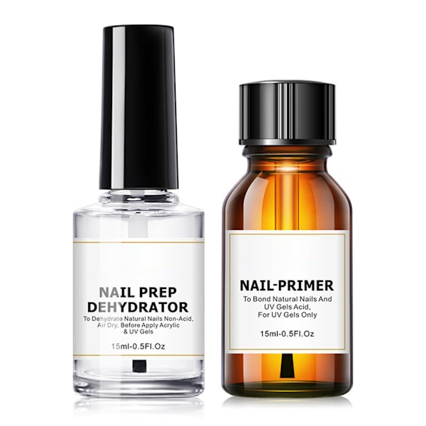 Negledehydrator og Primer Langvarig Negleprep Dehydrer og Syrefri Bonding Primer Sett for Akrylpulver og Gel Neglelakk