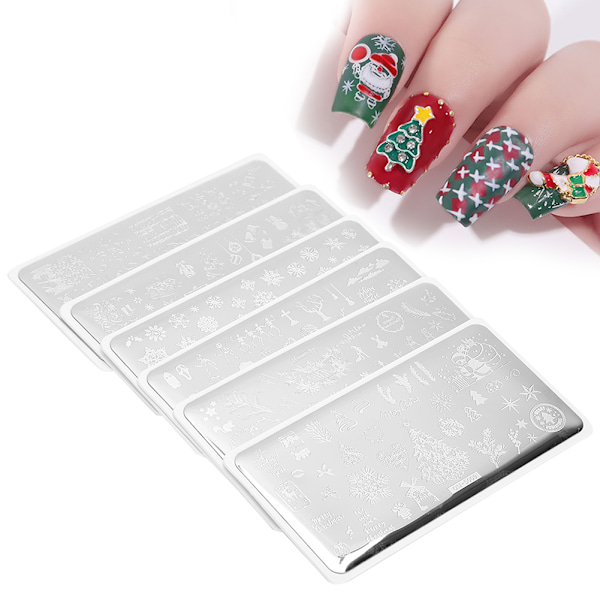 6 stk. neglekunst-stempling Manikyr DIY-malbildeplate vaskbar