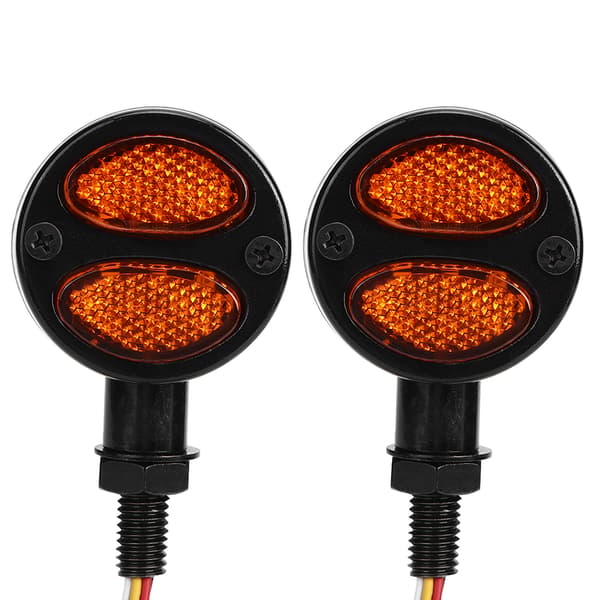 Motorcykel LED Blinklys Bremselygte Metalskal Blinker Blinklys 12V 4 Ledninger Sort