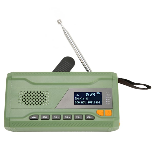 Handvev solradio LCD-skärm 3 laddningslägen Stöd DAB FM BT Bärbar nödväderradio för utomhusresor