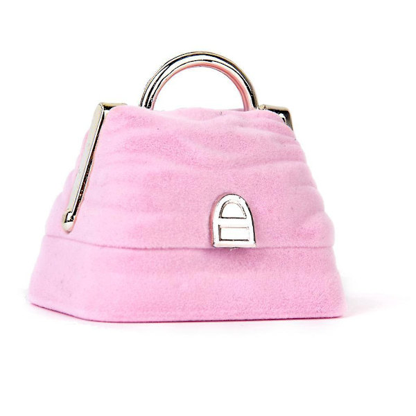 Velvet Ring Smykke Display Opbevaring Bo x Gaveæske Holder Organizer - Pink Håndtaske Form