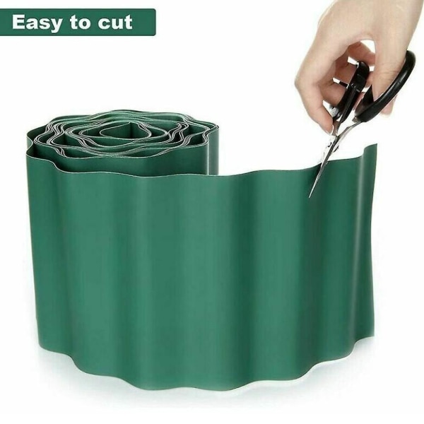 1 stykke fleksibel havekant 9m 15cm, plastplænehegnkant til udendørs have PVC - Grøn fleksibel havekant