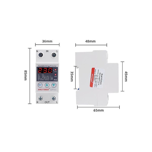 Intelligent Spänningsskydd, Strömskydd, Justerbart Automatiskt Intelligent Överspännings- och Underspänningsskydd med Display (40A 110V)