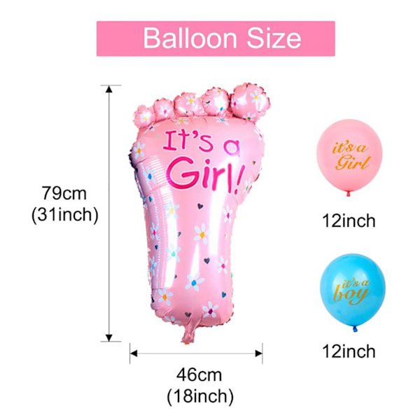 69PCS Baby Gender Reveal Party Supplies Kit Sort Ballon Pink Blå Konfet Dreng eller Pige Banner Fest Dekorationer Foto Rekvisitter