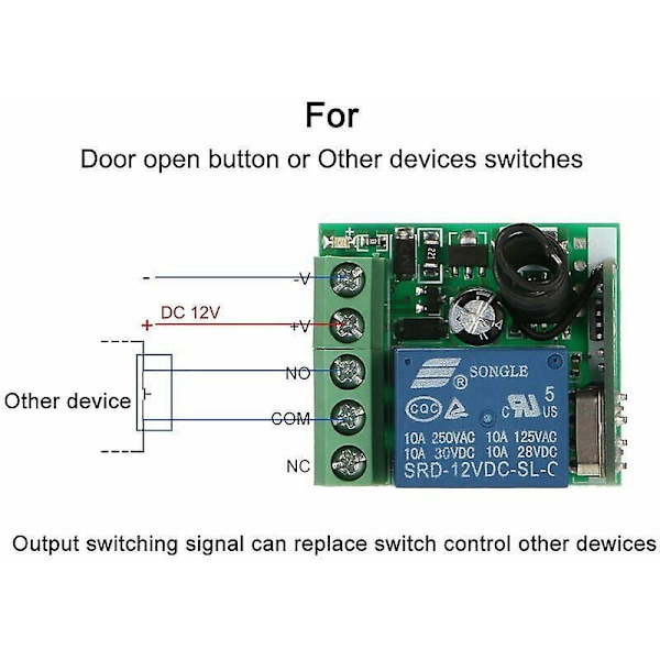 Smart Home 433Mhz 12V DC 1-kanals trådlös fjärrkontrollrelä Sändare Universal styrmodul RF fjärrkontrollbrytare