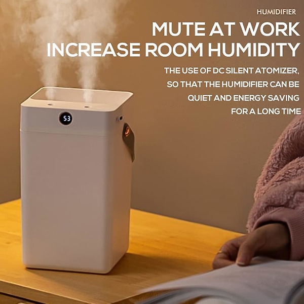 Luftfukter for soverom med 2 hull, Ultralett luftfukter, 3L bærbar diffuser, Stor kapasitet, USB-lading, for hjem, baby