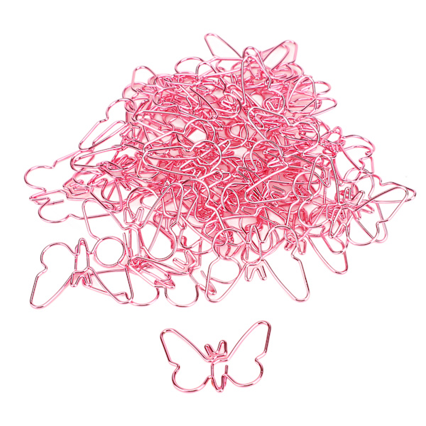 50 stk. Pink Butterflies Papirclips Tegneserie Farve Plating Innovative Søde Papirclips til Kontor Hjem Skole