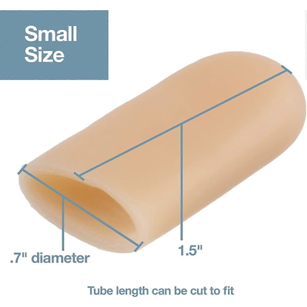 6-pak Gel Tåhætte og Beskytter - Dæmper og Beskytter for at Give Lindring fra Manglende eller Indgroede Tånegle, Ligtorne, Vabler, Hammertæer (Small, Beige)