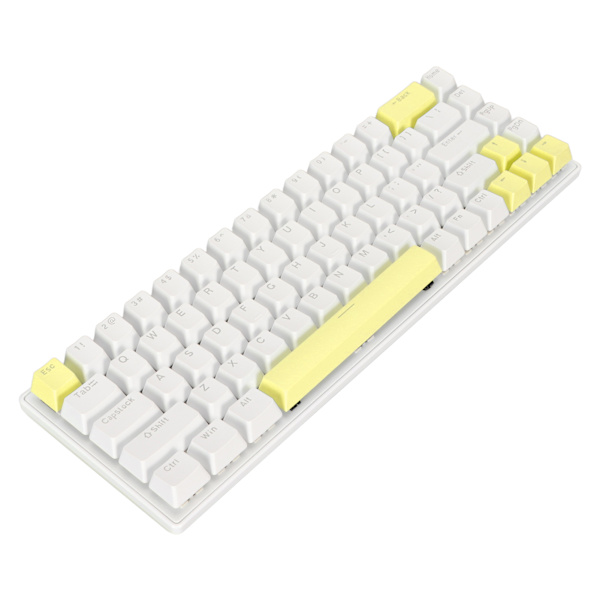 Gaming-tastatur USB 68 taster Blå bryter N-tasters rollover 10 RGB-bakgrunnsbelyste moduser Kablet tastatur for stasjonær bærbar PC Hvit Gul