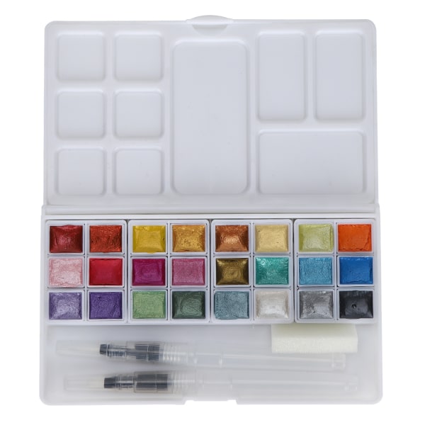 Akvarellfargesett Hjem Utendørs Lys farge Perleskinnende Akvarellpigment med boks24 farger Perleskinnende maling