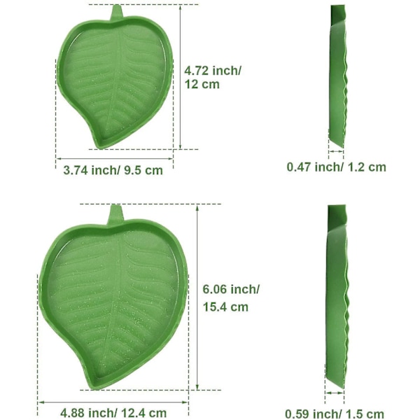 2 Stycken Blad Reptil Mat Vatten Skål Tallrik Fat För Sköldpadda Majsorm Krypande Husdjur Drickande Och Ätande, 2 Storlekar