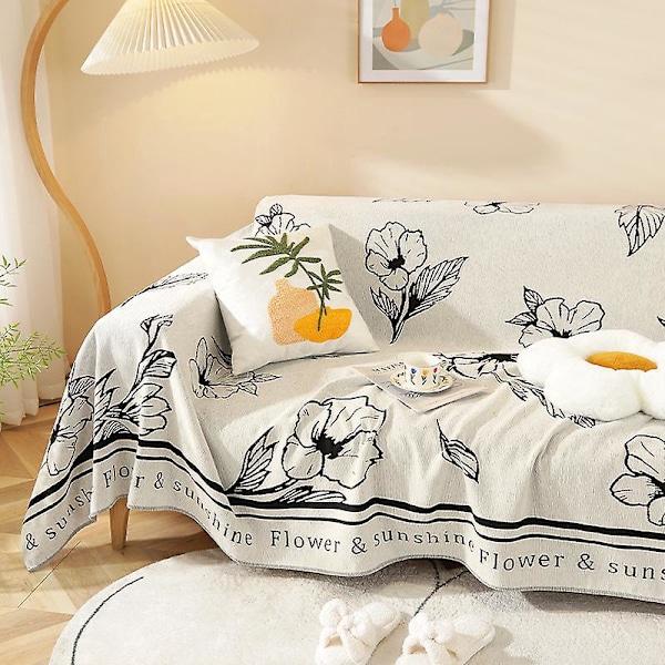 Rutig Canape Stor Storlek Vändbar Sofföverdrag Mångsidig Sofffilt med Dekorativ 180x150cm