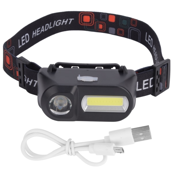 Utomhus multifunktionell USB-laddningshuvudlampa huvudmonterad ficklampa för camping fiske cykling