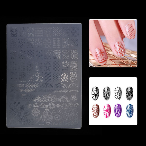 Nail Art skabelon Stencil Manicure Stempling Polish Billede Plast Print Plade XY b02