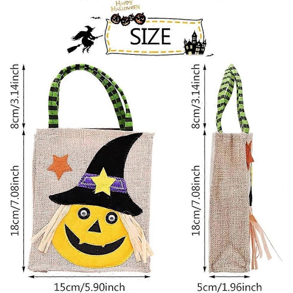 Halloween Karkkiherkkujen Lahjakassi, 4 kpl Halloween Juhla Pellava Makea Herkkuvälipala Kassi Lapsille Halloween Juhlatarvikkeet