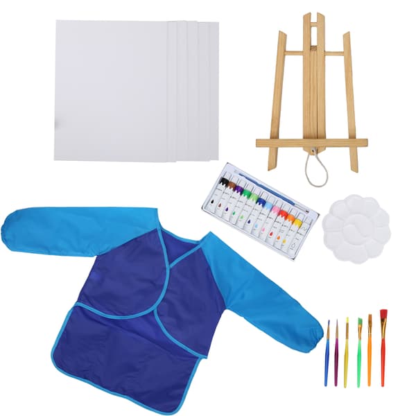 DIY Akrylmaling Sæt Børn Pædagogiske Pensler Smock Børnekunstmaling Sæt Blå