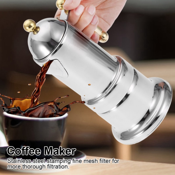 Rustfrit stål Moka Pot Komfur Espresso Kaffemaskine med Sikkerhedsventil 200 Ml