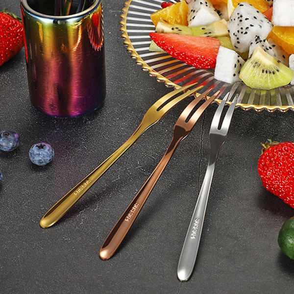 Rose Gold ruostumattomasta teräksestä set jälkiruokahaarukkasarja säilytyslaatikolla