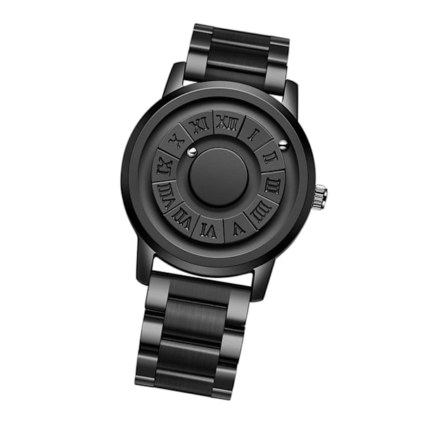 Watch Magnetic Ball Pointer Quartz Watch Mode Watch Mekanisk Watch for Home Business Svart stålband