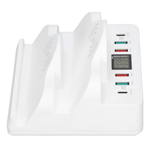 Trådlös laddningshubb USB-laddningsstation Dock QC3.0 PD Snabbladdning med display för flera enheter UK-kontakt 100‑240V